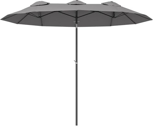 Outsunny Sonnenschirm, 285 x 147cm Gartenschirm, Marktschirm mit verstellbarem Neigungswinkel, Doppelsonnenschirm mit Winddach für Terrasse, Pool, Grau