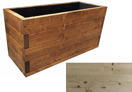 TOTAL WOOD 2012, Jardinera de Madera para Plantas, con Vaina Interior, Modelo Melissa en Abeto Impregnado, Artesanal para Exterior, Made in Italy, También a Medida (150x40x50, Neutro)
