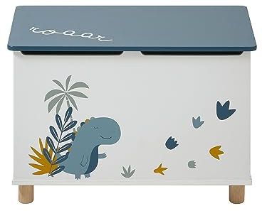 Vertbaudet Kinder Spielzeugtruhe DINOSAURIER weiß bedruckt