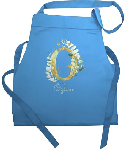 Schürze - und Initialen - Buchstabe Name - Persönliches individuelles Geschenk selbst gestalten bedrucken mit Namen Geschenkidee Geschenk mit Namen - 60x87 - Hellblau - gifts for grandparents