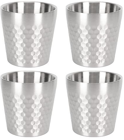 Edelstahlbecher, 4 Stück, Stapelbare Pint-Becher, Doppelwandige Pint-Becher aus Edelstahl, Metall-Trinkgläser Für Zuhause