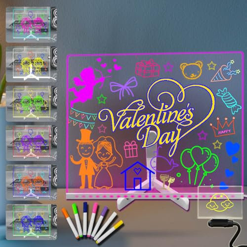 Yan-tech Tableau de Planification réutilisable avec veilleuse LED Lumineuse Transparente 15,7 x 11,81 Pouces Tableau effaçable à Sec Produits Scolaires de Bureau Télécommande de Bureau 7 Couleurs