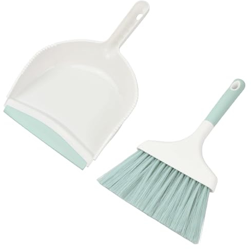 Small Dustpan and Brush Sets, Dustpan and Brush, Table Broom and Dustpan Set, Mini Cleaning Broom Brush and Dustpan Set, for Office Home Desktop Counter Keyboard Car Cleanin (Green)