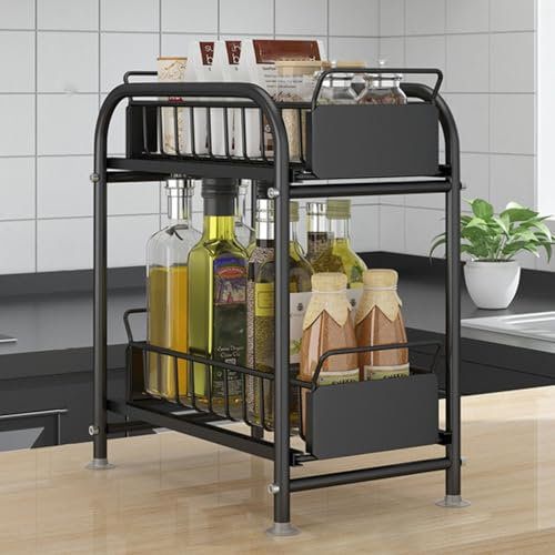 Wansiman Estante de Almacenamiento Debajo del Fregadero,Deslizante Almacenaje Debajo Fregadero,Organizador Armario Fregadero Cocina,Estante Especiero de Pie Libre,para Cocina y Mueble de Baño