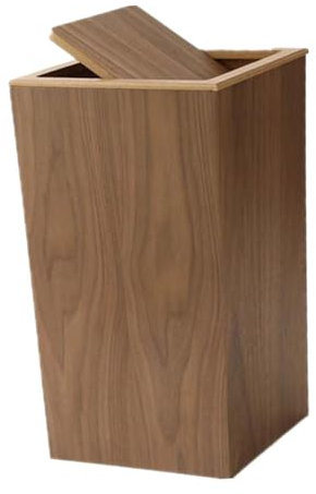 F Fityle Papelera Moderna con Tapa, Papelera rústica Grande y Sencilla, Papelera de Reciclaje para Cocina, baño, hogar y Oficina, Madera Oscura