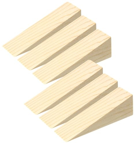 6 Stück Türkeil Türstopper Holz Türkeile Holzkeile Fester Türstopper boden Möbelkeile Holzkeile Keil Holzkeile rutschfest Keile Für Alle Oberflächen Mobile Sicherheit Heimbüro