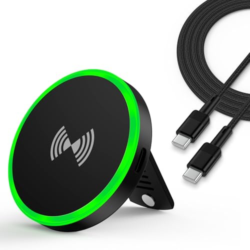 Mag-Safe Ladegerät Wireless Charger für iPhone:Magnet Ladestation Induktive kabellos Ladepad Kompatibel mit iPhone 16 15 14 13 12 Serie und AirPods 3 2，Apple Charger Stand mit 4ft Schnelles Kabel