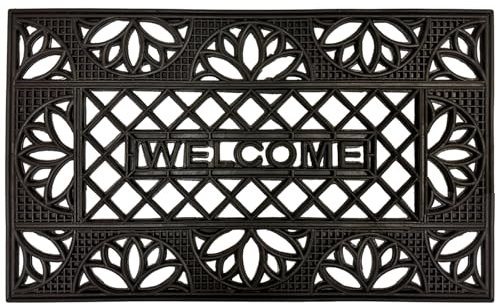 EDS Welcome Coir Door Mat Heavy Duty Non Slip Indoor Outdoor Mat Machine Washable Doormat & Shoe Scraper Removes Grass Mud & Dirt Perfect for Front Door Patio & Entrance(PACK OF 1, 45 x 75 cm)