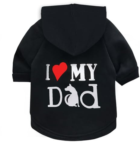 Izefia Kapuzenpullis für Hunde Hund Kapuzenpullis für Kleine Hunde Kleidung Ich Liebe Meine Mutter Fleece Pullover Winter Sweatshirt Warme Baumwolle Hund Kapuzenpullis für Kleine Hund Katze