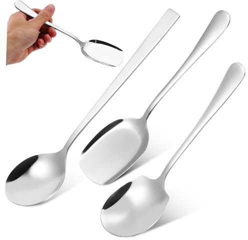 Amosfun Cucharas De Acero Inoxidable Para Servir Cucharas Grandes Para Bufé De Mango Para Cocina Utensilios Para Fiestas De Buffet