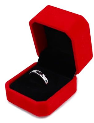 WisePoint Caja Anillo, Caja Anillos Boda de Terciopelo Organizador Anillos Octogonal para la Boda, Cajitas Regalo Pequeñas para Anillos, Pendientes, Mini Broches (rojo)