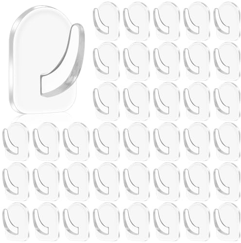 40Pcs Self Adhesive Hooks Small Sticky Hooks For Hanging Extra Strong Hook | Picture Hooks Clear Sticky Hooks Heavy Duty For Walls Clear Command Hooks No Drilling for Living Room Kitchen Bathroom