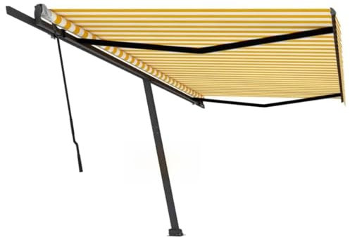 Store enrouleur manuel autoportant 500 x 300 cm Jaune/blanc