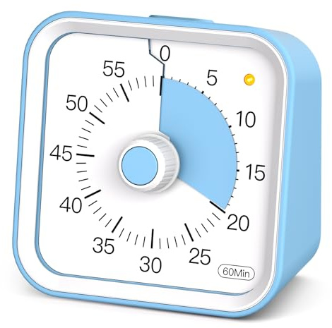 InfPokid Temporizador Visual con función de Pausa para niños y Adultos, Cuenta Regresiva de 60 Minutos Temporizador de productividad, gestión del Tiempo para Estudios, Clases, Cocina (Azul)