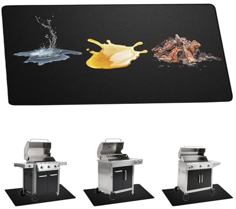 Alfombrilla para barbacoa de gas, protección del suelo, 60 x 105 cm, resistente al calor, base ignífuga, plegable, protección del suelo, alfombrilla antideslizante para barbacoa de gas, parrilla de