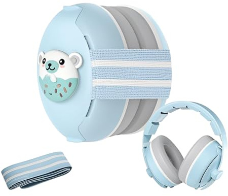 Robofun Casque Anti Bruit Bébé, 2 en 1 Casque Anti Bruit Pour Bébés et Tout-Petits Jusqu'à 48 Mois, Protection Auditive, Réglable, Amélioration du Sommeil, Avion, pour la Vie&les Fêtes - Bleu