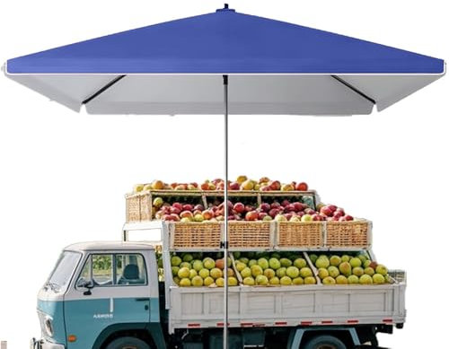 QSPNVFB Grand Parasol De Marché Rectangulaire, Parasol Ajustable pour Le Jardin 200 Cm 250 Cm Parasol D'extérieur Protection UV.(Blue,2.5 x 2.5m)