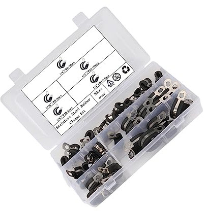 DIYEAH 50 Pièces Colliers de Serrage Acier Inoxydable avec Rembourrage Caoutchouc pour Tuyaux Fixation Durable pour Automobile Bateau Maison