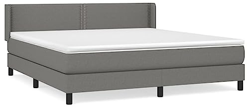 Eleganz Boxspringbett mit Matratze 180x200 cm Dunkelgrau - Stoffbezug für erholsamen Schlaf, modernes Design & stabile Unterstützung, ideal für Schlafzimmer