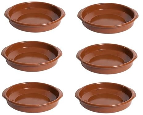 PCMoviles Cazuelas de Barro, Set de 6, 12cm, Terracota, Esmaltadas, Aptas para Horno