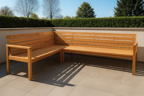 SAM Eckbank Freetown 255/195x68 cm, Teakholz massiv, Outdoor-Sitzbank