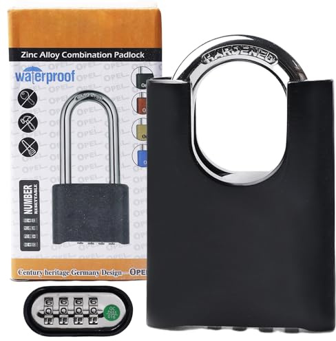 Grande lucchetto a combinazione pesante, con codice numerico, lucchetto a combinazione a 4 cifre, serratura a combinazione da 50 mm, impermeabile e antifurto, per cortile, giardino, recinzione, garage
