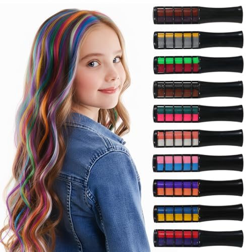 20 Colors Hair Chalk Set for Girls,10Pcs Temporary Bright Hair Chalk Comb Hairs Coloring Washable HairChalk Pens Set for HairDyeing Party,Cosplay,Birthday,Crazy-Hair Day for Kids