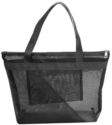 SMASOLO Large Capacity Portable Mesh Toiletry Bag Polyester Shower Pouch for Bathroom Travel Spa and Gym Essentials Black