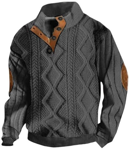 Générique Pull Zippé Homme Pull Homme Hiver Chaud Col Roulé Pullover à Manches Longues Tricoté en Maille Coton Classique