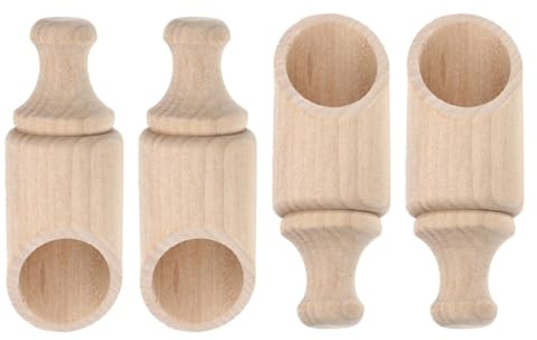 SHINEOFI 4 Cucharas de Madera para Sal y Leche en Polvo, Cucharillas Multiusos sin Pintura 30x88 Mm, Utensilios de Cocina Prácticos para Hogar, Restaurante y Hotel