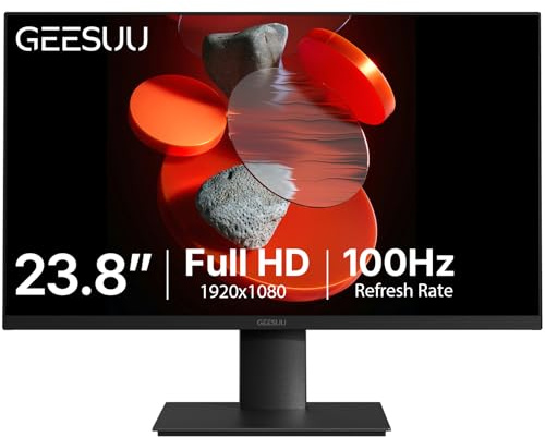 GEESUU 24 Inch Computer Monitor, PC Gaming Monitors 144Hz, 5ms, FHD 1080p, Eye-Care Screen, Lowblue, 99% sRGB, VESA 75x75mm, HDMI 2.0 & DP 1.4 | HDR10 VA-panel 1080P PC-skärm för kontorsspel, ögonvård, smal infattning, sRGB 99 %, lutningsjusterbar, VESA 75 x 75 mm, HDMI