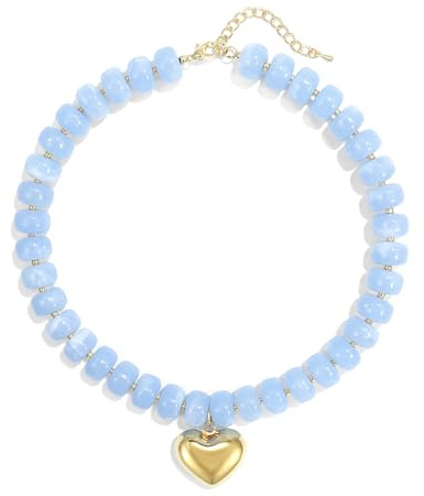 Elegance 11 designs Chunky Perlen Halskette für Frauen, bunte Acryl Perle Statement Puff Herz Anhänger Halskette, süße Boho Y2K Choker Halskette für Geschenk Schmuck