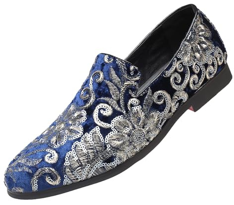 cfpqv Mocassini da uomo con paillettes slip-on | Scarpe da festa, mocassino lucido, comode, antiscivolo, per il tempo libero, l'ufficio