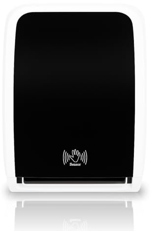 Blanc HYGIENIC Handtuchpapierspender Cosmos mit Sensor oder automatischer Papiernachfuhr – Handtuchrollenspender zur Wandmontage, Weiß und Schwarz
