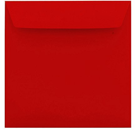 Paper24 25 quadratische Briefumschläge 155x155 mm, haftklebend, 120 g/qm, für Hochzeitskarten im Format 148x148 mm in der Farbe Rot