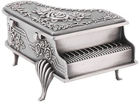 Walfront Personalisierbare Vintage Schmuckbox Klavierform für Frauen & Mädchen | Kleines Metall Schmuckkästchen aus Zinklegierung in Rosa