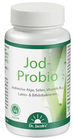 Dr. Jacob's Jod-Probio 31,6 g Dose I natürliches Jod aus Meeresalgen I mit Selen, Vitamin B12 und Laktobazillen und Bifidobakterien I für Immunsystem¹ und Schilddrüse² I 90 Portionen, vegan