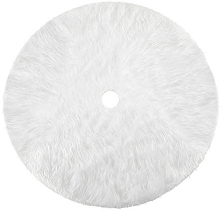 HOWAF Weihnachtsbaum Rock 31 Zoll Runde Form Christbaumständer Schneeflocke weiß Plüsch Weihnachtsbaum Decke Abdeckung für Weihnachtsbaum Verzierung Bodendekoration Weihnachtsdeko Weihnachtsbaum Deko