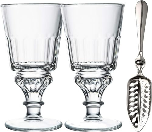 La Rochere 6405.01_498 Lot de 2 verres à absinthe avec cuillère et recette Transparent 25 ml