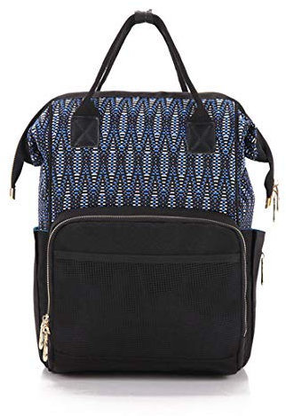 RONGJJ Baby Wickelrucksack Wickeltasche Multifunktional Mode Wickelrucksack 26 * 18 * 40cm mit 2 Kinderwagengurten Oxford Große Kapazität Babyrucksack, Black