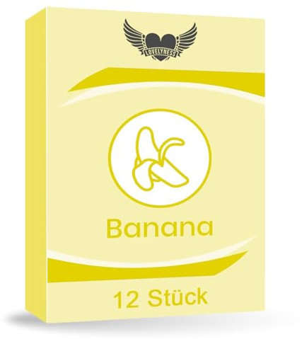 Kondome mit Geschmack Banane 52mm - 12 Stück Gefühlsecht Extra dünn Extra feucht Analverkehr Gleitfilm von Lovelyness
