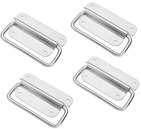 Poignées Pliante traction d'acier inoxydable, Poignée de Caisse Poignées Caisse Pliante Poignée Boîte Outils, Porte en métal Extracteur Poignée,Pour boîte à outils,Porte Armoire,Trappe(4 Pièces)