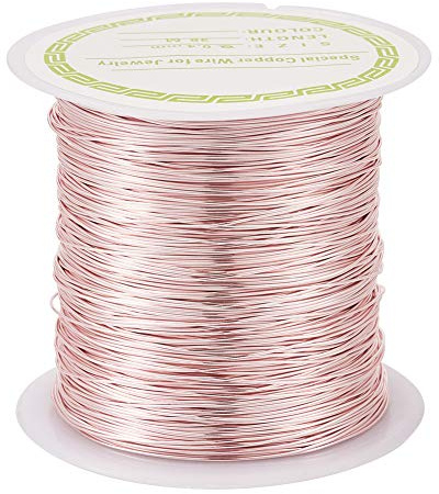 Craftdady 38M x 0,4 mm koppartråd Långvarig pläterad roséguld Motståndskraftig hantverkstråd för skulptering av armatursmycken