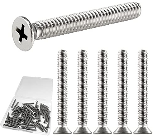 Cionyce 50PC Flat Head Phillips Machine Screws 10#24 x 1-1/2, 304 Stainless Steel Device Mounting Screws Countersunk Bolt Fastening