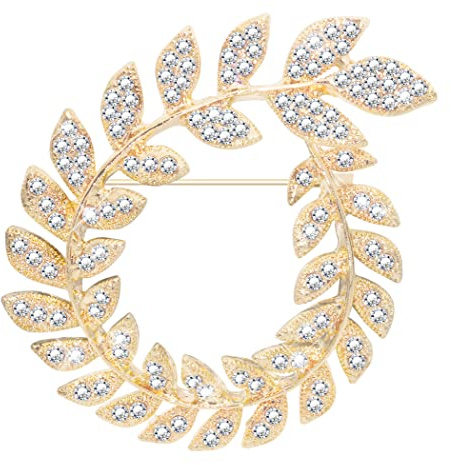 KristLand Vintage Hochzeit Kristall Brosche mit Rotierenden Blättern Corsage Atemberaubend Art Deco Modische Blumen Brosche Braut Blumenband Brosche Party Geschenk für Damen