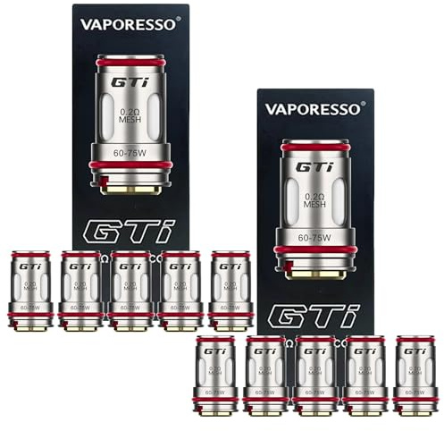 Vaporesso GTI - 10 bobine di maglia senza nicotina, 0,2 Ohm, 60-75 W