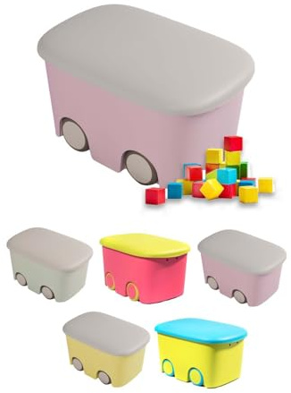 Jardin202 - Caja de Ordenación Multiusos | Bicolor con Ruedas | Almacenamiento | 45 L (Rosa Claro)