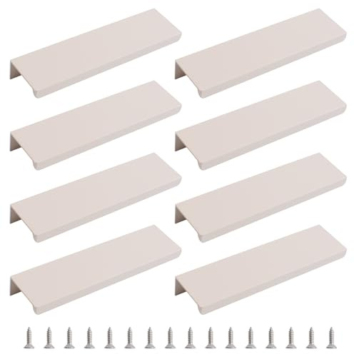 MOROBOR Versteckte Schubladengriffe, moderner Stil, Aluminiumlegierung, rechtwinklig, unsichtbar, 120 mm, Kaschmirgrau, 8 Stück