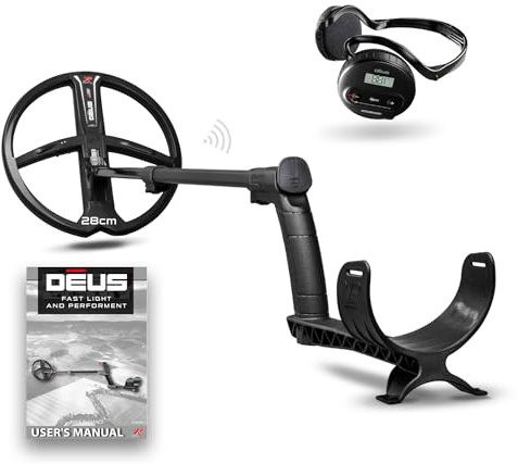 XP Metal Detectors Deus - regensicher und 100% kabellos, für die Suche nach Schätzen und Relikten - Suchspule X35 28 cm (35 Frequenzen), Kopfhörer WS4 und S-Teleskop-Stab (DEUS-28X35WS4)