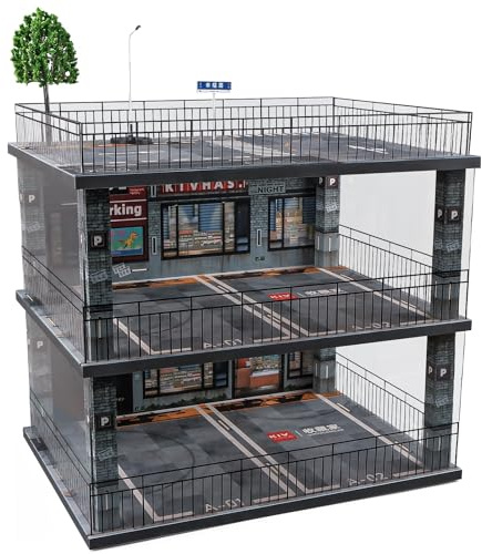 kivcmds 1:18 Scale Diecast Model Car Display Case Cabinet with USB Lights and Dust Cover,Diorama Garage Parking for Alloy Sport Cars and Lego Model Cars Collectibles